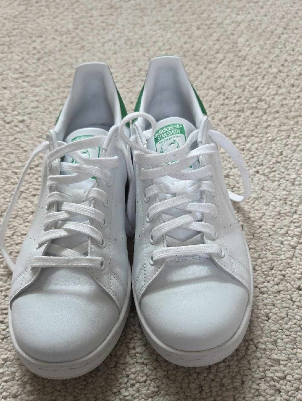 adidas Stan Smith White & Green Leather Sneakers - Picture 3 of 5